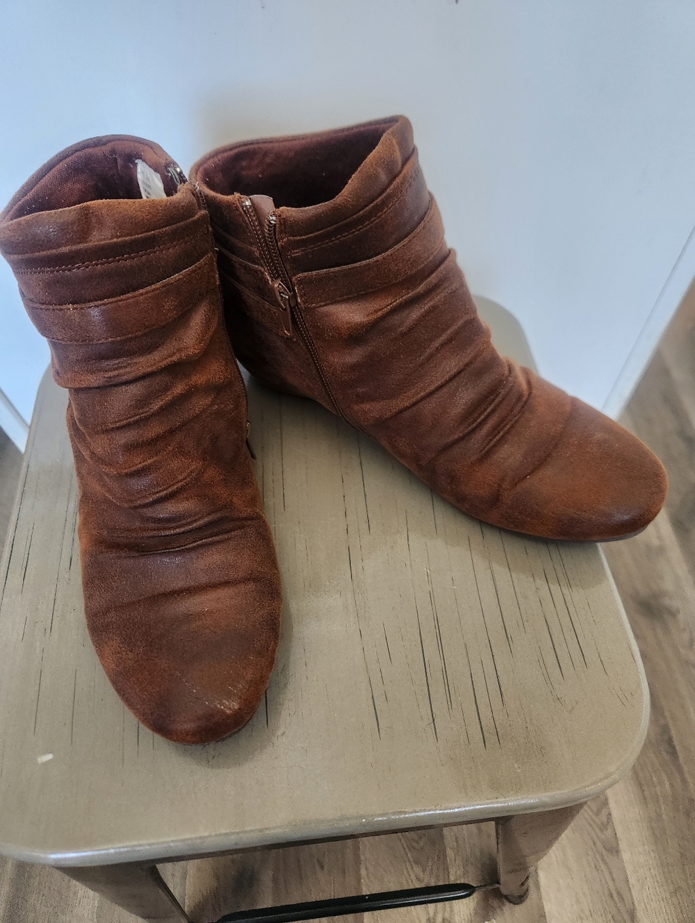 Jessica Cline Women's Brown Suede Ankle Boots with Side Zip